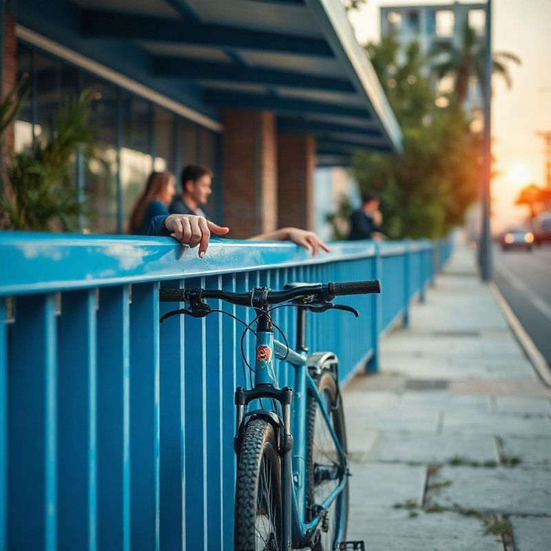 Cyclist and staff member looking at a bike’s derailleur beside the blue counter.